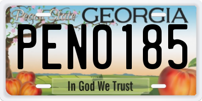 GA license plate PEN0185