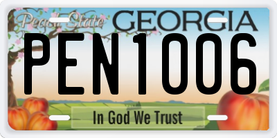 GA license plate PEN1006