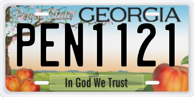 GA license plate PEN1121