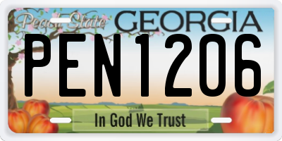 GA license plate PEN1206