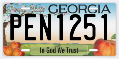 GA license plate PEN1251