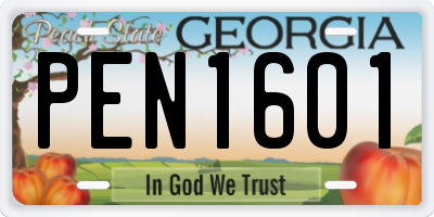 GA license plate PEN1601