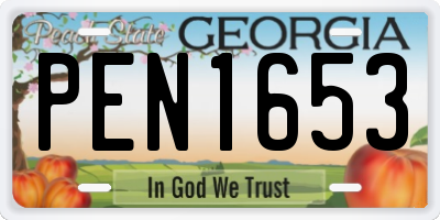 GA license plate PEN1653