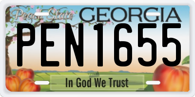 GA license plate PEN1655