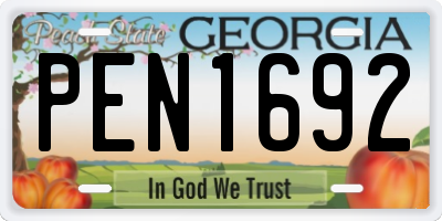 GA license plate PEN1692