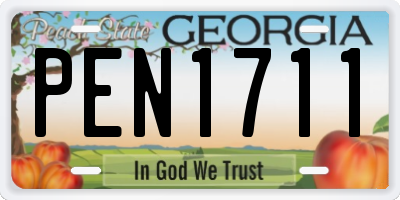 GA license plate PEN1711