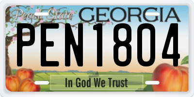 GA license plate PEN1804
