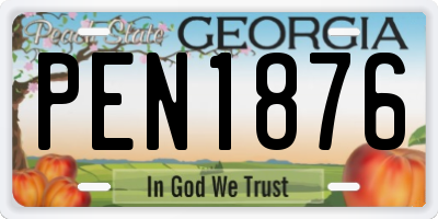 GA license plate PEN1876