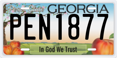 GA license plate PEN1877