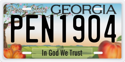 GA license plate PEN1904