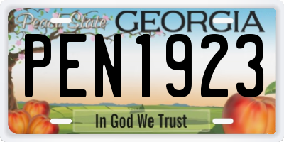 GA license plate PEN1923