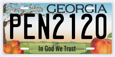 GA license plate PEN2120