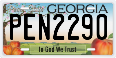 GA license plate PEN2290