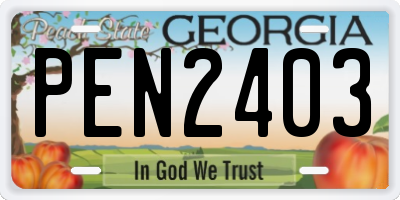 GA license plate PEN2403