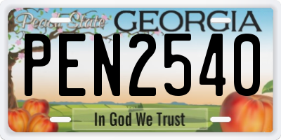 GA license plate PEN2540