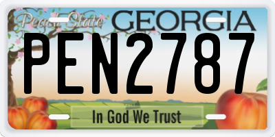 GA license plate PEN2787