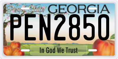 GA license plate PEN2850