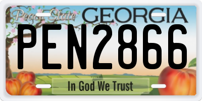 GA license plate PEN2866