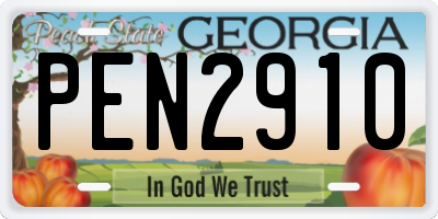 GA license plate PEN2910