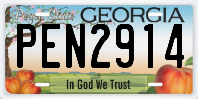 GA license plate PEN2914