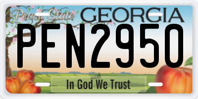 GA license plate PEN2950