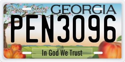 GA license plate PEN3096