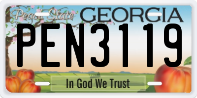 GA license plate PEN3119