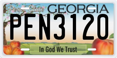 GA license plate PEN3120