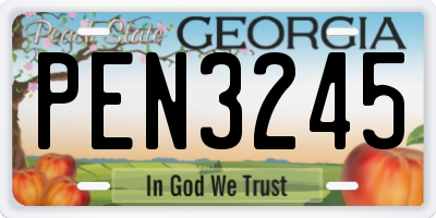 GA license plate PEN3245