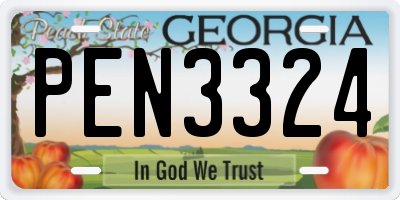 GA license plate PEN3324