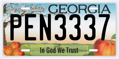 GA license plate PEN3337