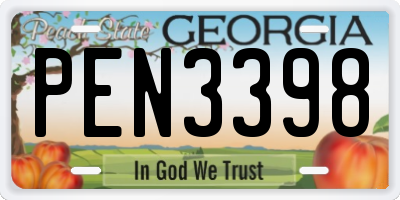 GA license plate PEN3398