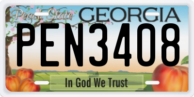 GA license plate PEN3408