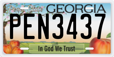 GA license plate PEN3437