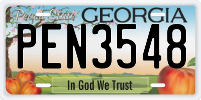 GA license plate PEN3548