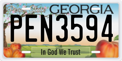 GA license plate PEN3594