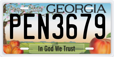 GA license plate PEN3679