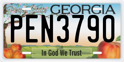 GA license plate PEN3790
