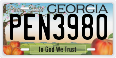 GA license plate PEN3980