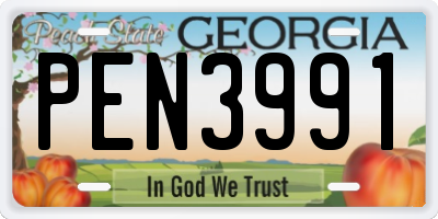 GA license plate PEN3991