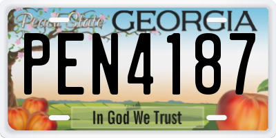GA license plate PEN4187