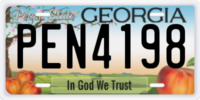 GA license plate PEN4198