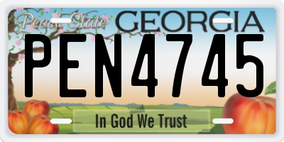 GA license plate PEN4745