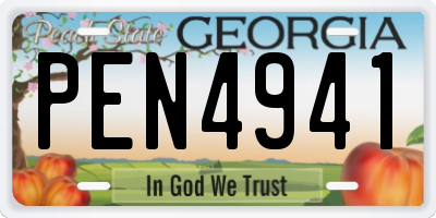 GA license plate PEN4941