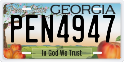 GA license plate PEN4947