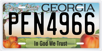 GA license plate PEN4966