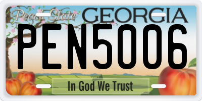 GA license plate PEN5006