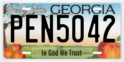 GA license plate PEN5042