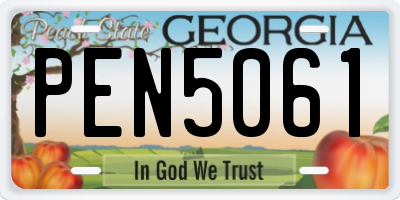 GA license plate PEN5061