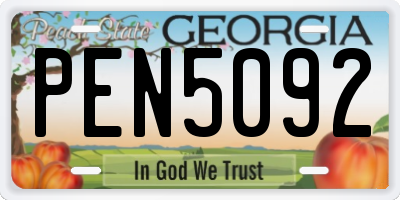 GA license plate PEN5092